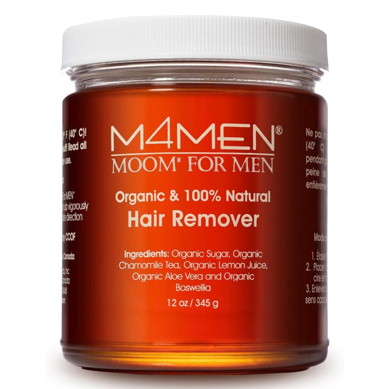 MOOM Organic Hair Removal Sugar Wax for Men with Aloe Vera & Chamomile â€“ Soft Wax for Sensitive Skin & Men Hair - Perfect for Back, Chest, Eyebrow & Body - 12 oz Jar (Strips & Sticks NOT Included) - Image 1